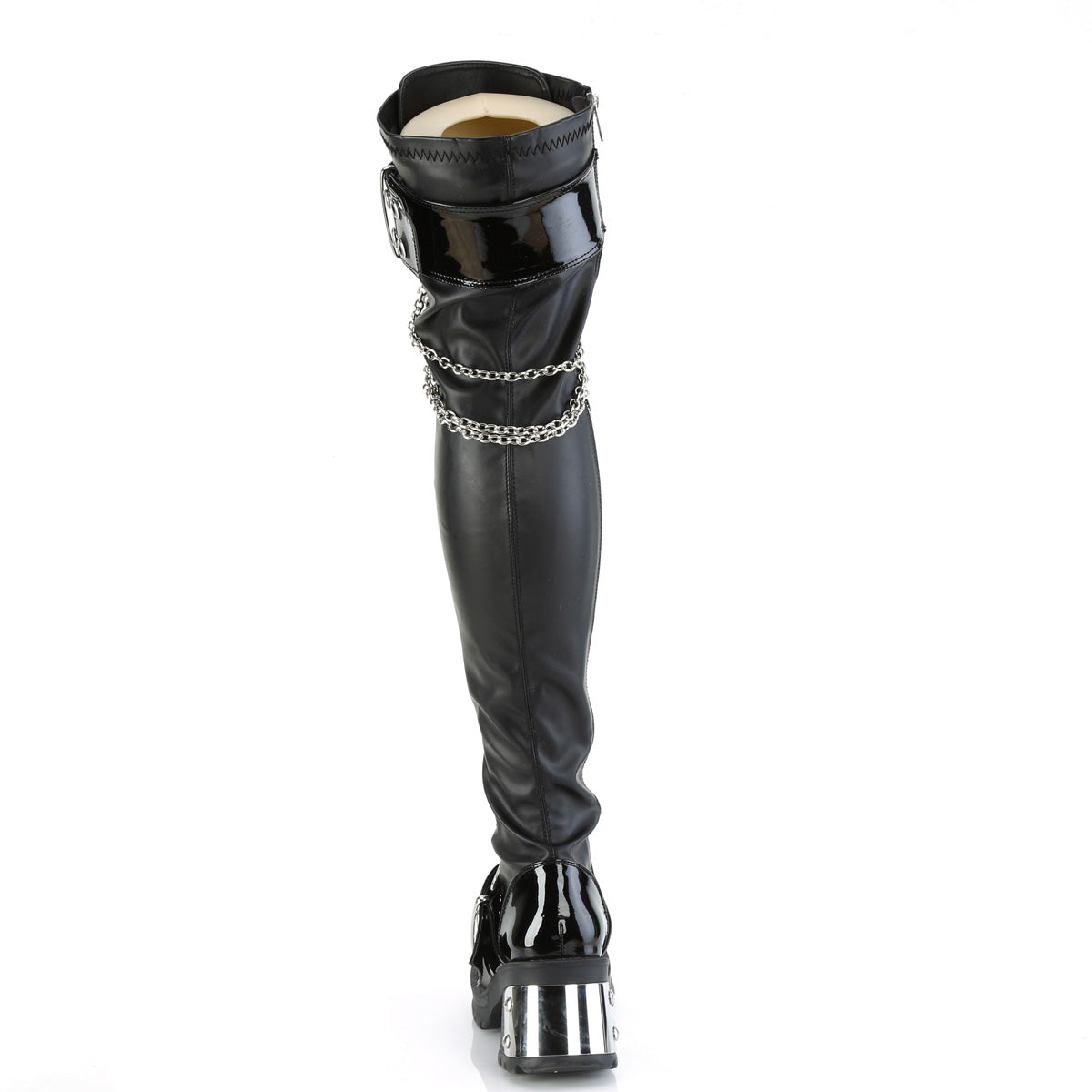 Demonia Cult Classic | "Bratty-304" Boots - Black Stretch Vegan Leather