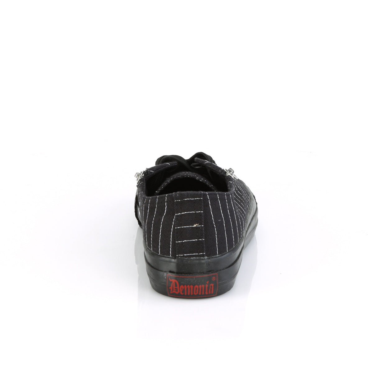 Demonia Cult Great Value | "Deviant-06" Sneakers - Black Canvas-White Pinstripes