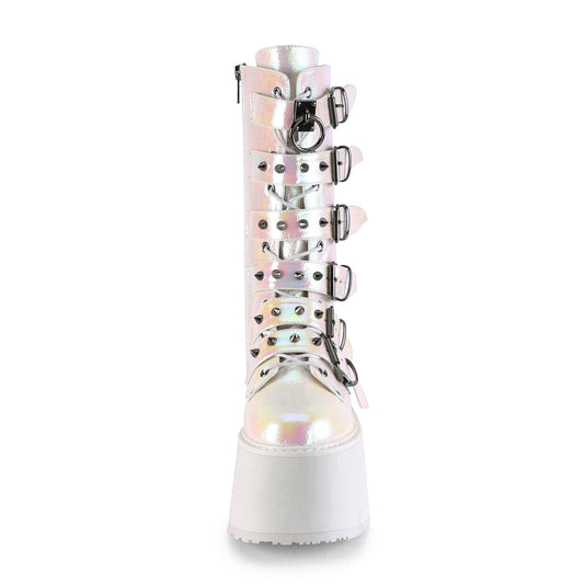 Demonia Cult Quality | "Damned-225" Boots - Pearl Iridescent Vegan Leather