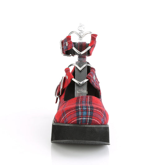 Demonia Cult Great Value | "Sprite-02" Platforms - Red Plaid Fabric