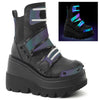 Multicolor Reflective/Black Vegan Leather
