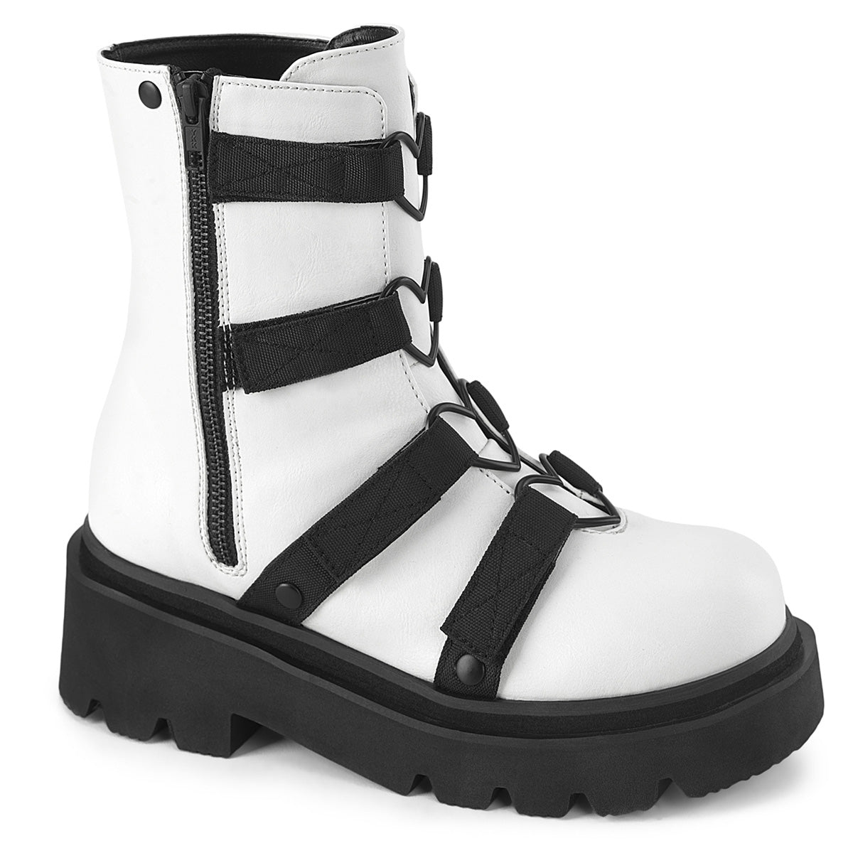 Demonia Cult Exclusive | "Renegade-50" Boots - White Vegan Leather-Nylon