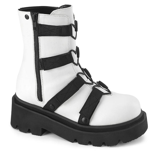 Demonia Cult Exclusive | "Renegade-50" Boots - White Vegan Leather-Nylon