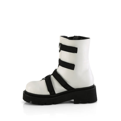 Demonia Cult Exclusive | "Renegade-50" Boots - White Vegan Leather-Nylon