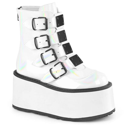 Demonia Cult Everyday | "Damned-105" Boots - White Holo Patent