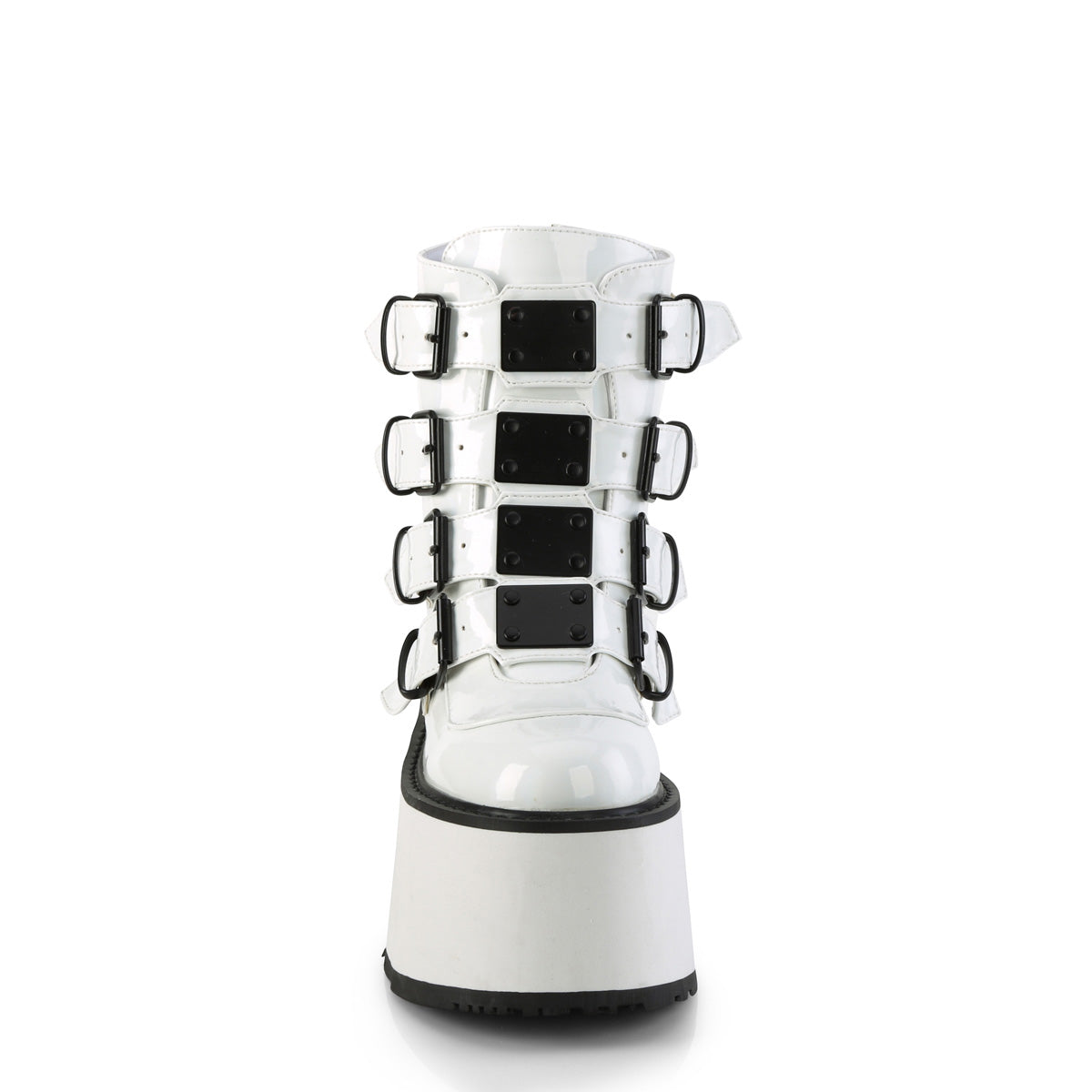 Demonia Cult Everyday | "Damned-105" Boots - White Holo Patent
