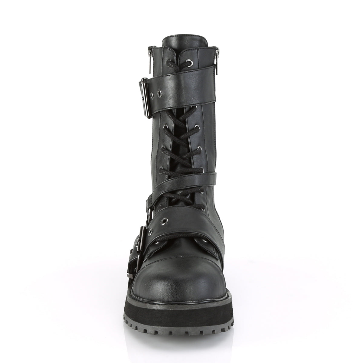 Demonia Cult Latest | "Valor-220" Platforms - Black Vegan Leather