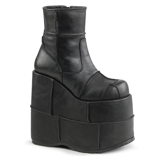 Demonia Cult Quality | "Stack-201" Boots - Black Vegan Leather