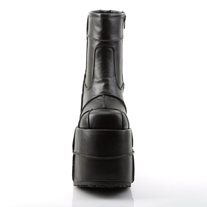 Demonia Cult Quality | "Stack-201" Boots - Black Vegan Leather