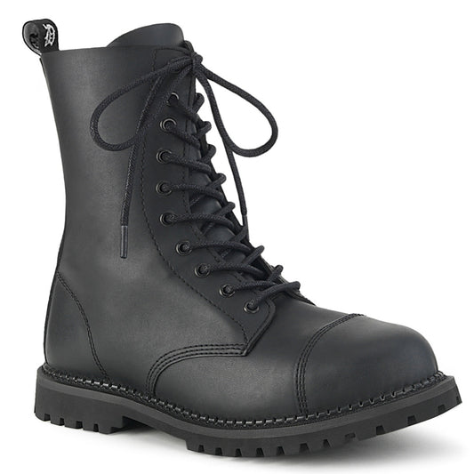 Demonia Cult Value | "Riot-10" Boots - Black Vegan Leather