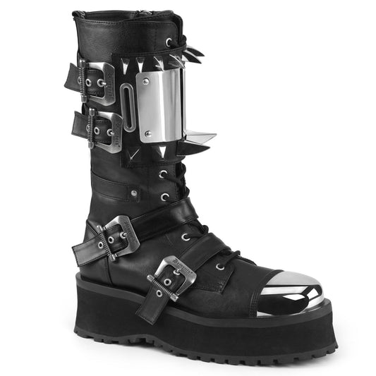 Demonia Cult Latest | "Gravedigger-250" Boots - Black Vegan Leather