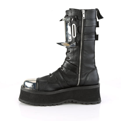 Demonia Cult Latest | "Gravedigger-250" Boots - Black Vegan Leather