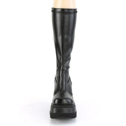 Demonia Cult Quality | "Shaker-65" Boots - Black Stretch Vegan Leather