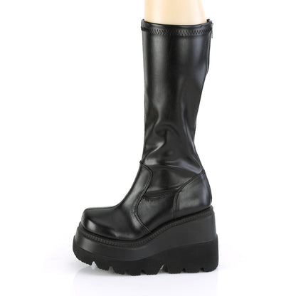 Demonia Cult Quality | "Shaker-65" Boots - Black Stretch Vegan Leather
