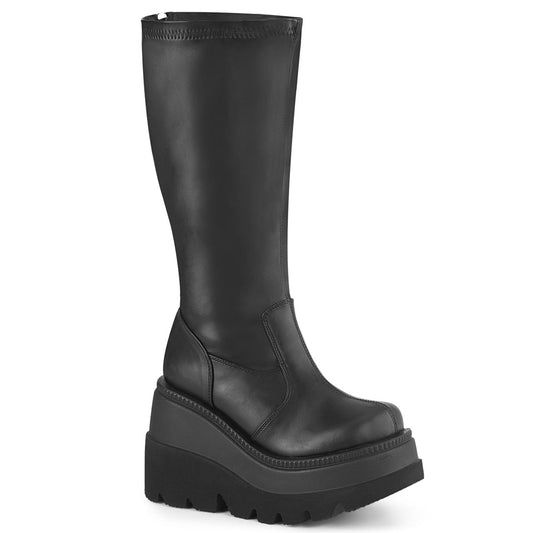 Demonia Cult Value | "Shaker-65WC" Boots - Black Stretch Vegan Leather