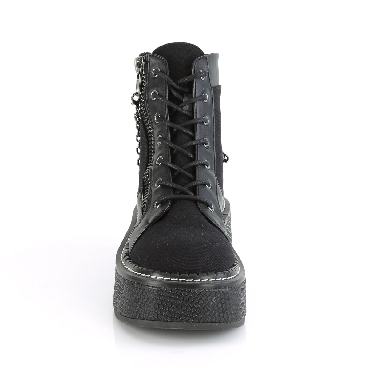 Demonia Cult Latest | "Emily-114" Boots - Black Canvas-Vegan Leather