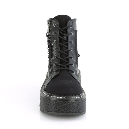 Demonia Cult Latest | "Emily-114" Boots - Black Canvas-Vegan Leather