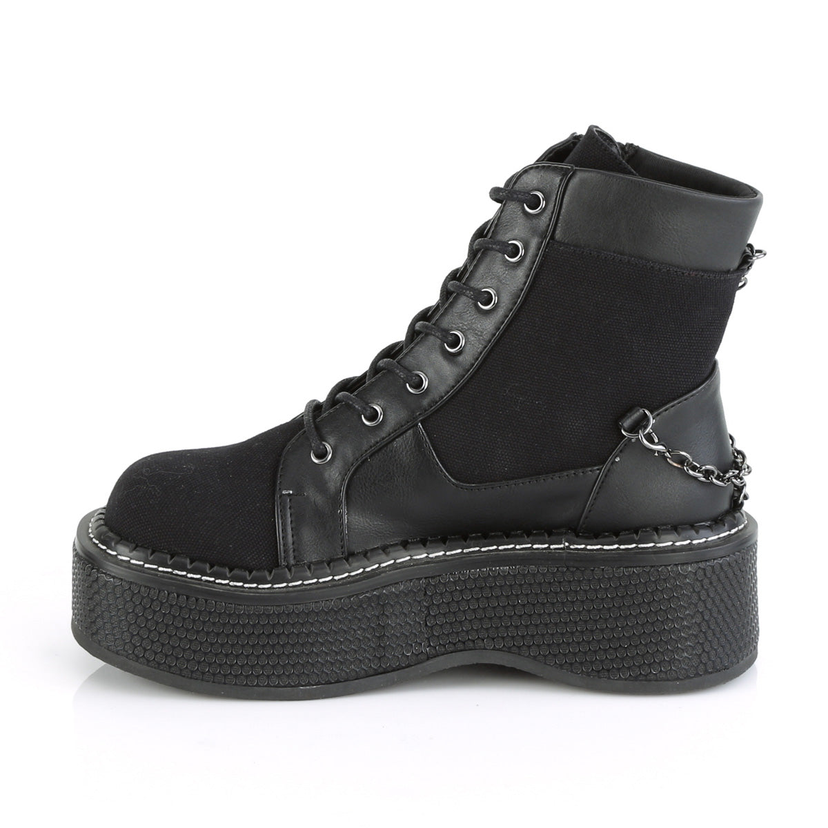 Demonia Cult Latest | "Emily-114" Boots - Black Canvas-Vegan Leather