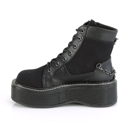 Demonia Cult Latest | "Emily-114" Boots - Black Canvas-Vegan Leather