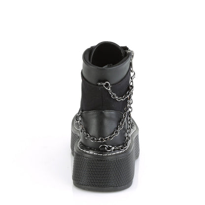Demonia Cult Latest | "Emily-114" Boots - Black Canvas-Vegan Leather