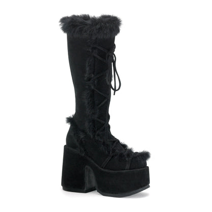 Demonia Cult Signature | "Camel-311" Boots - Black Vegan Suede