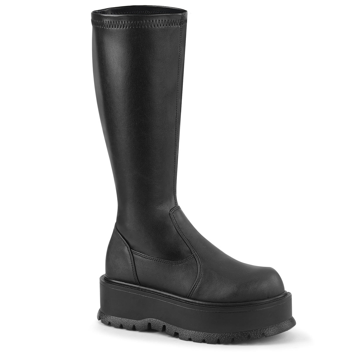 Demonia Cult Latest | "Slacker-200" Boots - Black Stretch Vegan Leather
