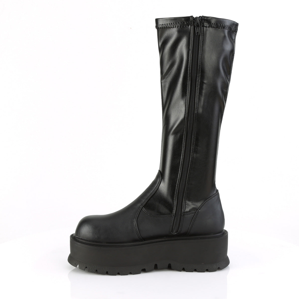 Demonia Cult Latest | "Slacker-200" Boots - Black Stretch Vegan Leather
