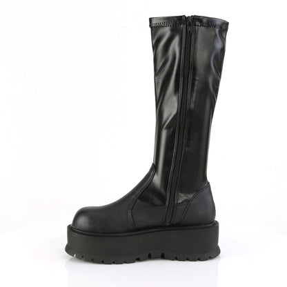 Demonia Cult Latest | "Slacker-200" Boots - Black Stretch Vegan Leather
