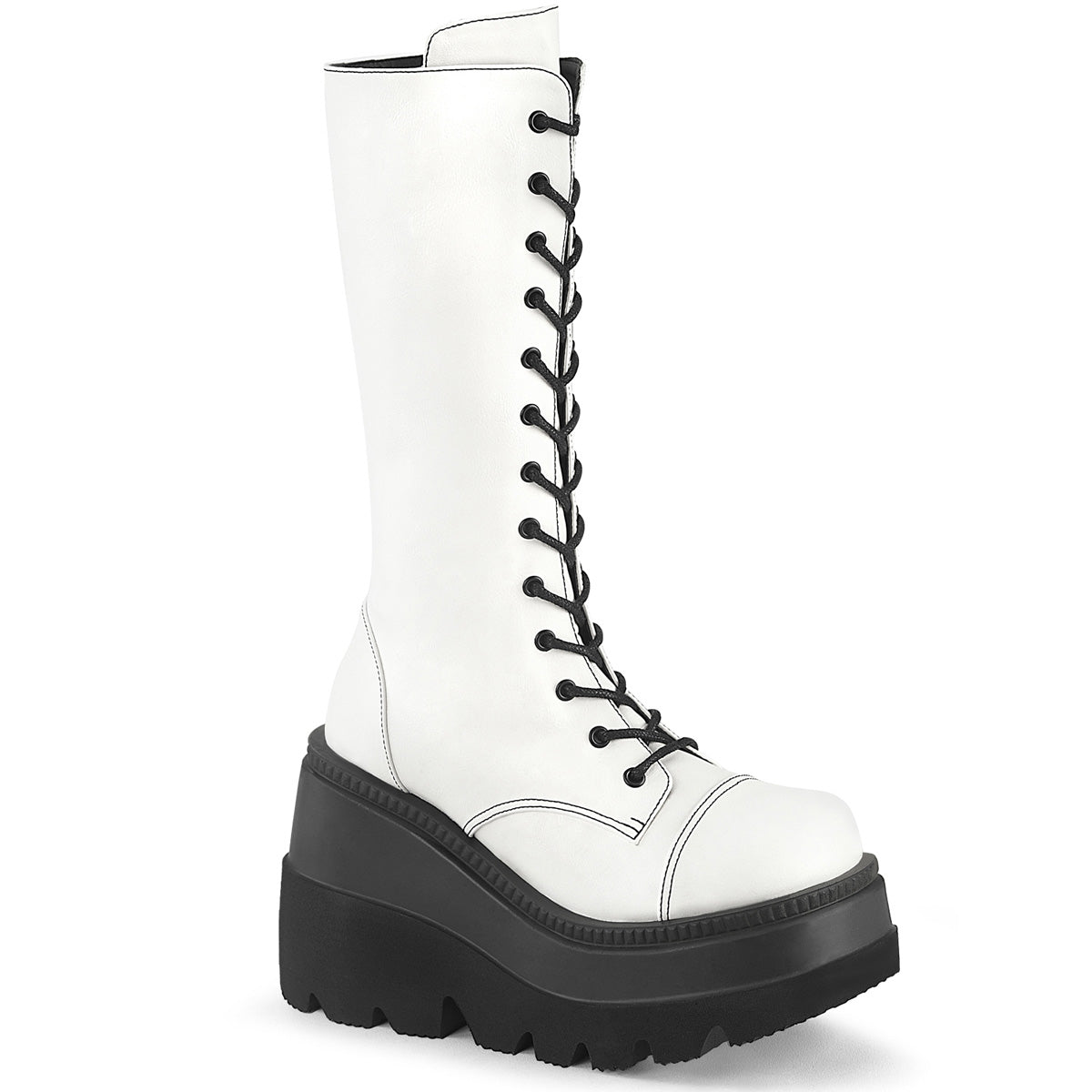 Demonia Cult Quality | "Shaker-72" Boots - White Vegan Leather