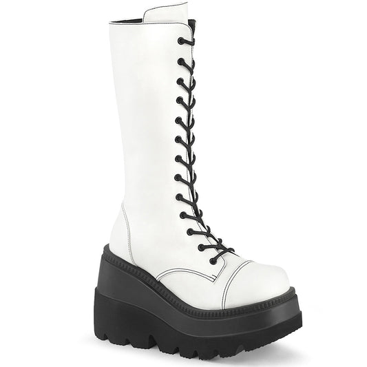 Demonia Cult Quality | "Shaker-72" Boots - White Vegan Leather