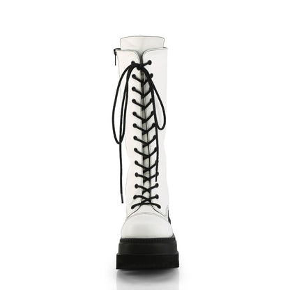Demonia Cult Quality | "Shaker-72" Boots - White Vegan Leather