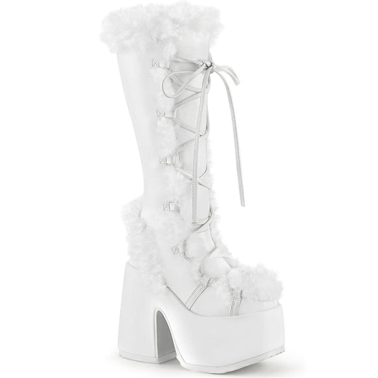 Demonia Cult Classic | "Camel-311" Boots - White Vegan Leather