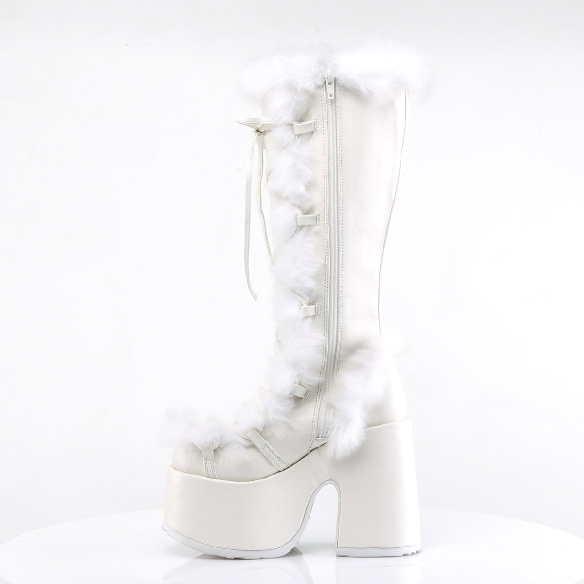 Demonia Cult Classic | "Camel-311" Boots - White Vegan Leather