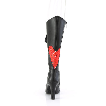 Demonia Cult Great Value | "Glam-243" Boots - Black Vegan Leather- Red Satin