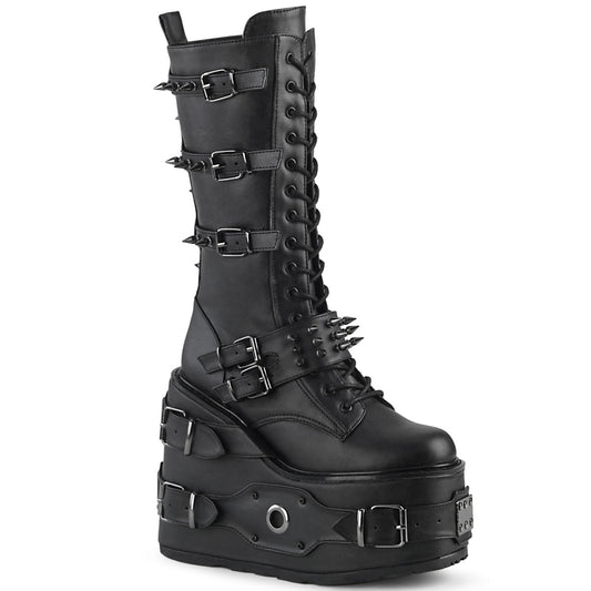Demonia Cult Classic | "Swing-327" Boots - Black Vegan Leather