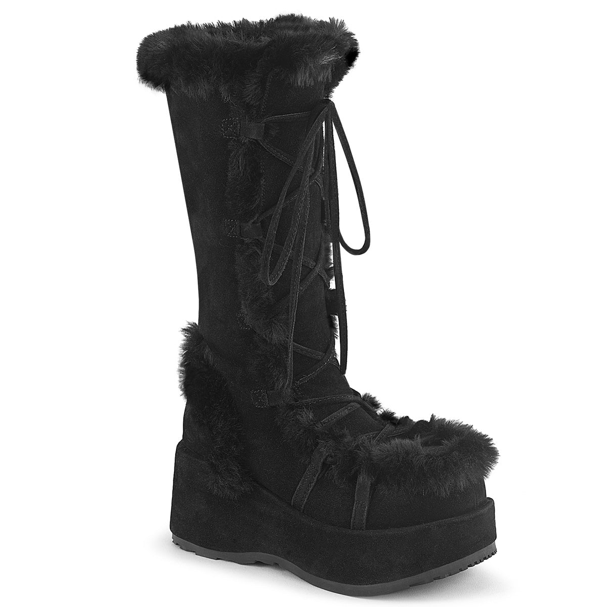 Demonia Cult Essential | "Cubby-311" Boots - Black Vegan Suede
