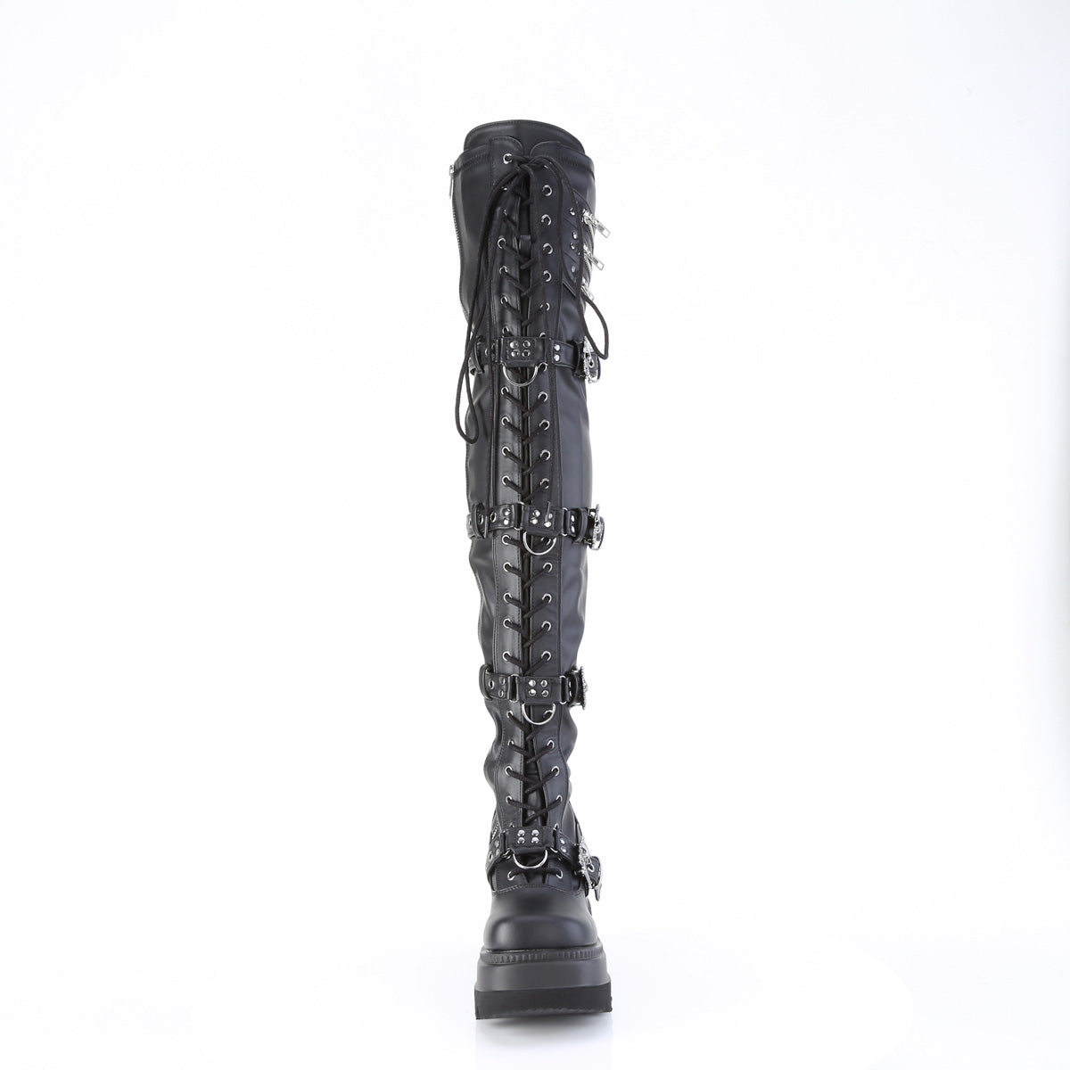 Demonia Cult Exclusive | "Shaker-420" Boots - Black Stretch Vegan Leather