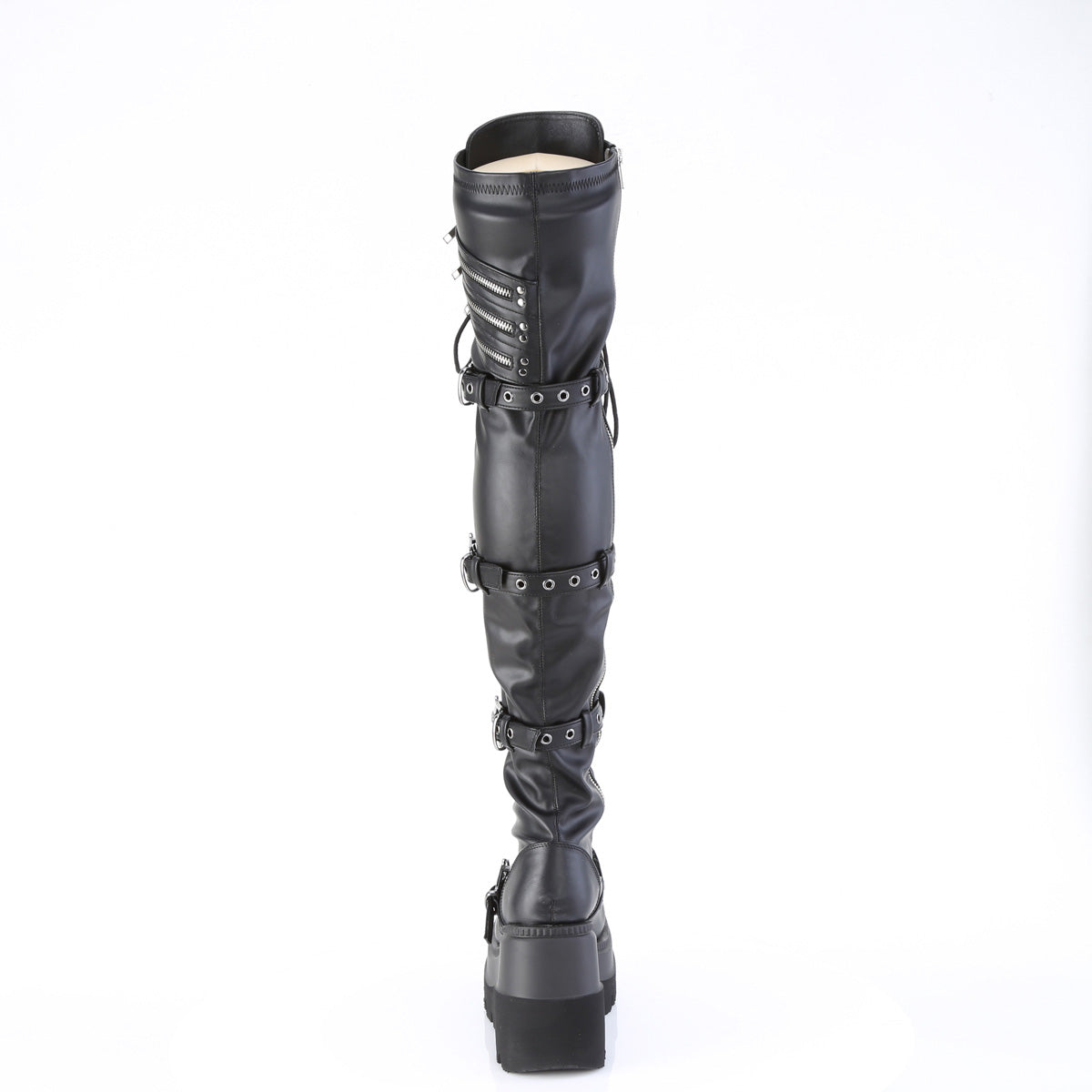 Demonia Cult Exclusive | "Shaker-420" Boots - Black Stretch Vegan Leather