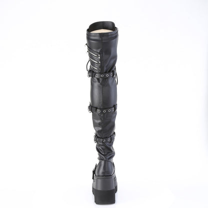 Demonia Cult Exclusive | "Shaker-420" Boots - Black Stretch Vegan Leather