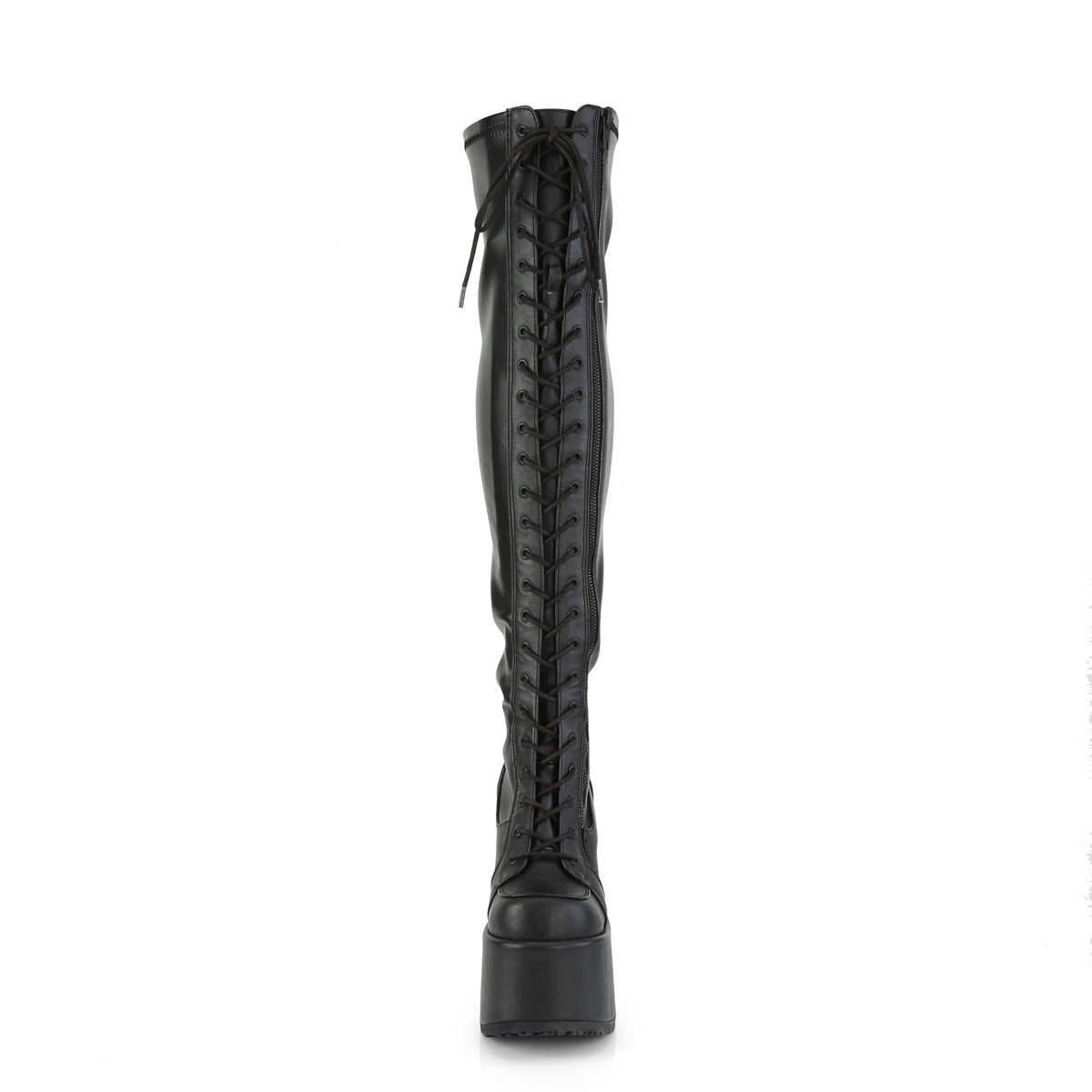 Demonia Cult Signature | "Camel-300" Boots - Black Stretch Vegan Leather