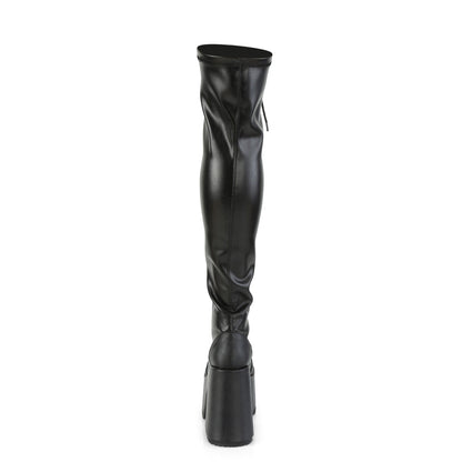 Demonia Cult Signature | "Camel-300" Boots - Black Stretch Vegan Leather