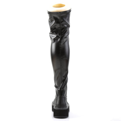 Demonia Cult Classic | "Emily-375" Boots - Black Stretch Vegan Leather