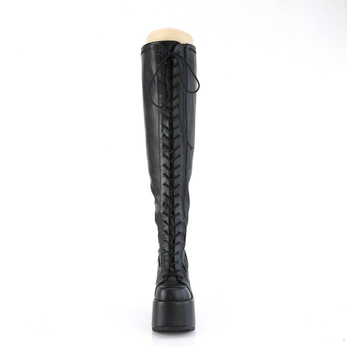 Demonia Cult Everyday | "Camel-300WC" Boots - Black Stretch Vegan Leather
