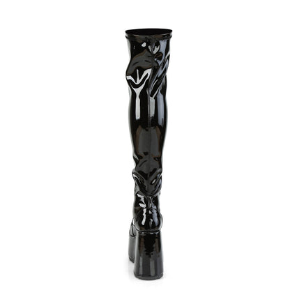 Demonia Cult Value | "Camel-300" Boots - Black Stretch Patent