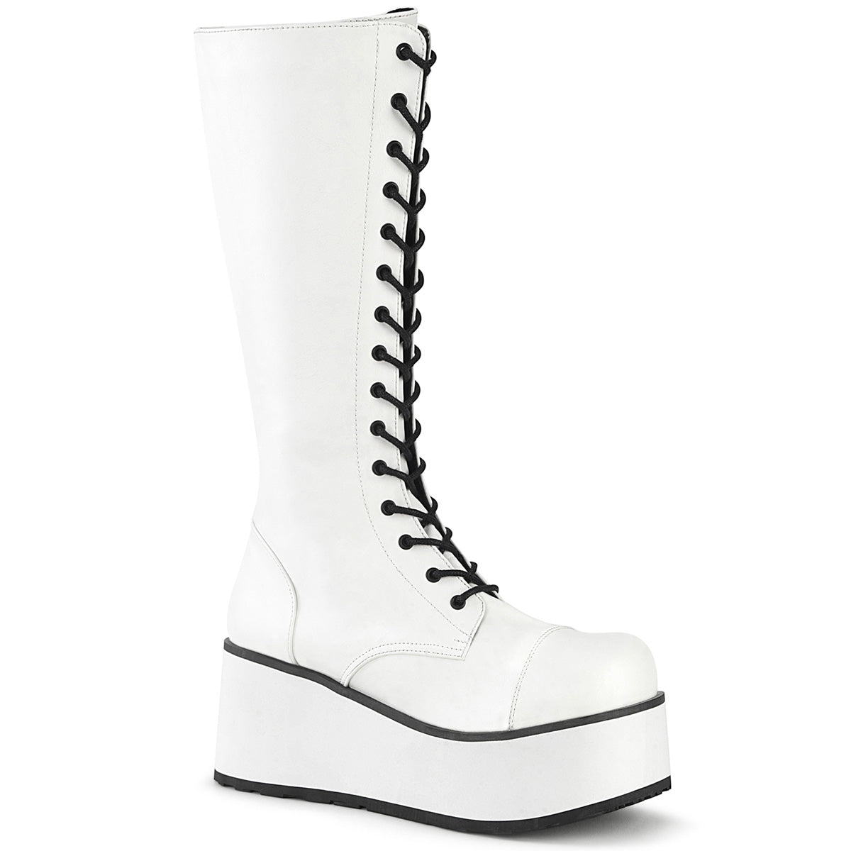Demonia Cult Great Value | "Trashville-502" Boots - White Vegan Leather