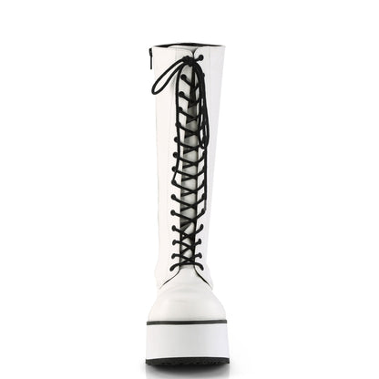 Demonia Cult Great Value | "Trashville-502" Boots - White Vegan Leather