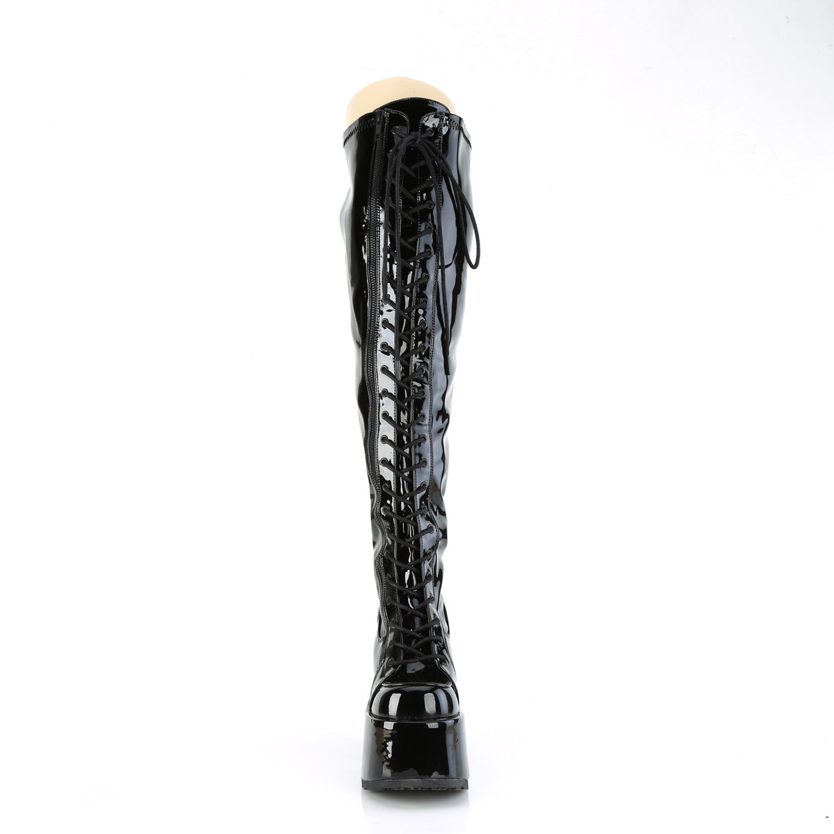 Demonia Cult Exclusive | "Camel-300WC" Boots - Black Stretch Patent