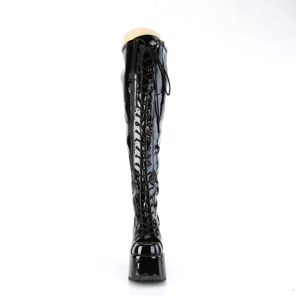 Demonia Cult Exclusive | "Camel-300WC" Boots - Black Stretch Patent