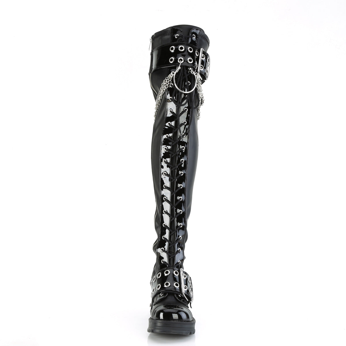 Demonia Cult Classic | "Bratty-304" Boots - Black Stretch Vegan Leather