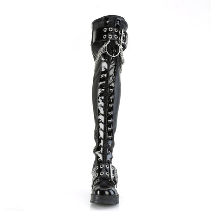 Demonia Cult Classic | "Bratty-304" Boots - Black Stretch Vegan Leather